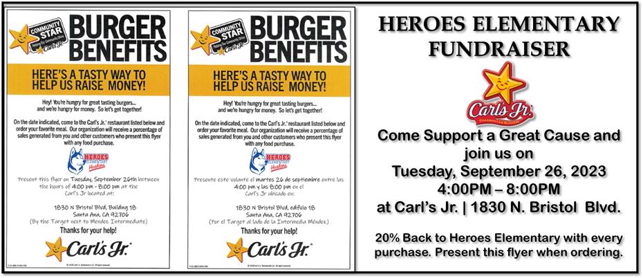 Heroes Fundraiser 2023 at Carl's Jr.